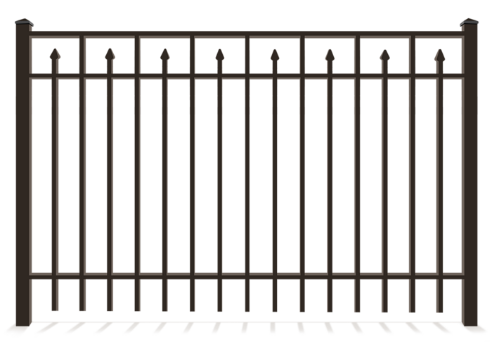 3 rail aluminum fence with flat top and alternating pickets